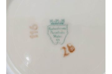 ドイツ　KPM (ベルリン王立磁器製陶所)　優雅な時間に浸れるカップ&ソーサー3客・プレート6枚セット(金彩、ゴールド、バラ、蝶、洋食器)(R-078335)