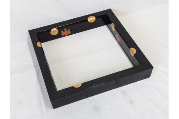 輪島塗　蒔絵が引き立つ炉縁(漆塗り、茶道具、金彩、菊桐文、共箱付き)(R-078338)