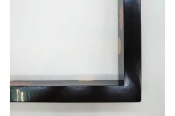 輪島塗　蒔絵が引き立つ炉縁(漆塗り、茶道具、金彩、菊桐文、共箱付き)(R-078338)
