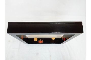 輪島塗　蒔絵が引き立つ炉縁(漆塗り、茶道具、金彩、菊桐文、共箱付き)(R-078338)