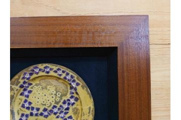 美彦銘　金彩花文七宝額　約24cm　8寸　紫陽花のデザインが際立つ飾皿(飾り皿、額皿、花、和皿、大皿、和食器、共箱付き、八寸)(R-078339)