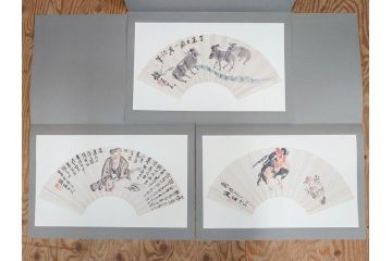 昭和54年　富岡鐵齋　贈君百扇　限定650部  第53番　画集100枚揃(富岡鉄斎、絵画、扇面画、扇絵、書籍、本、外箱付き)(定価148,000円)(R-078340)