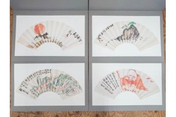 昭和54年　富岡鐵齋　贈君百扇　限定650部  第53番　画集100枚揃(富岡鉄斎、絵画、扇面画、扇絵、書籍、本、外箱付き)(定価148,000円)(R-078340)