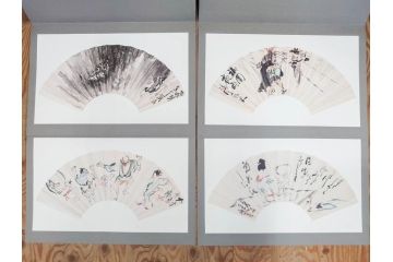 昭和54年　富岡鐵齋　贈君百扇　限定650部  第53番　画集100枚揃(富岡鉄斎、絵画、扇面画、扇絵、書籍、本、外箱付き)(定価148,000円)(R-078340)