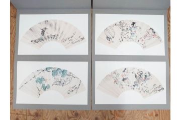 昭和54年　富岡鐵齋　贈君百扇　限定650部  第53番　画集100枚揃(富岡鉄斎、絵画、扇面画、扇絵、書籍、本、外箱付き)(定価148,000円)(R-078340)