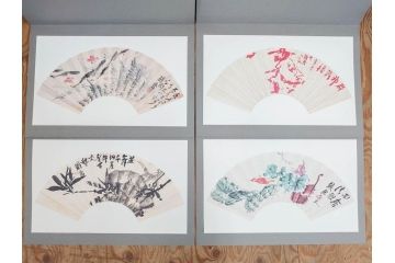 昭和54年　富岡鐵齋　贈君百扇　限定650部  第53番　画集100枚揃(富岡鉄斎、絵画、扇面画、扇絵、書籍、本、外箱付き)(定価148,000円)(R-078340)