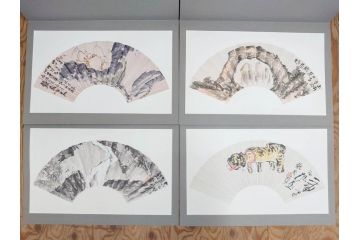 昭和54年　富岡鐵齋　贈君百扇　限定650部  第53番　画集100枚揃(富岡鉄斎、絵画、扇面画、扇絵、書籍、本、外箱付き)(定価148,000円)(R-078340)