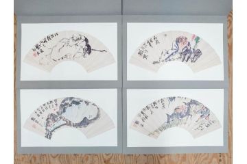 昭和54年　富岡鐵齋　贈君百扇　限定650部  第53番　画集100枚揃(富岡鉄斎、絵画、扇面画、扇絵、書籍、本、外箱付き)(定価148,000円)(R-078340)