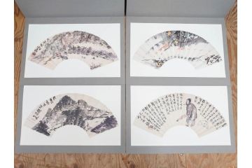 昭和54年　富岡鐵齋　贈君百扇　限定650部  第53番　画集100枚揃(富岡鉄斎、絵画、扇面画、扇絵、書籍、本、外箱付き)(定価148,000円)(R-078340)