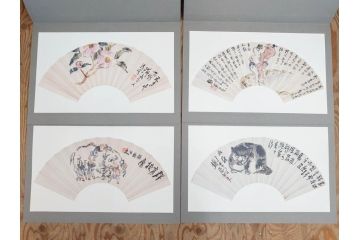 昭和54年　富岡鐵齋　贈君百扇　限定650部  第53番　画集100枚揃(富岡鉄斎、絵画、扇面画、扇絵、書籍、本、外箱付き)(定価148,000円)(R-078340)