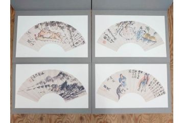 昭和54年　富岡鐵齋　贈君百扇　限定650部  第53番　画集100枚揃(富岡鉄斎、絵画、扇面画、扇絵、書籍、本、外箱付き)(定価148,000円)(R-078340)