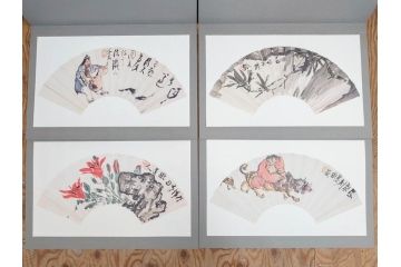 昭和54年　富岡鐵齋　贈君百扇　限定650部  第53番　画集100枚揃(富岡鉄斎、絵画、扇面画、扇絵、書籍、本、外箱付き)(定価148,000円)(R-078340)
