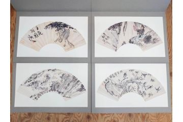 昭和54年　富岡鐵齋　贈君百扇　限定650部  第53番　画集100枚揃(富岡鉄斎、絵画、扇面画、扇絵、書籍、本、外箱付き)(定価148,000円)(R-078340)