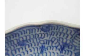 江戸後期　古伊万里　成化年製　微塵唐草文染付　約11cm　3.5寸　繊細な線描きが見事な小皿5枚セット(みじんからくさ、和皿、和食器、三寸五分)(R-078341)