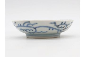 江戸後期　古伊万里　成化年製　微塵唐草文染付　約11cm　3.5寸　繊細な線描きが見事な小皿5枚セット(みじんからくさ、和皿、和食器、三寸五分)(R-078341)