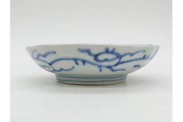 江戸後期　古伊万里　成化年製　微塵唐草文染付　約11cm　3.5寸　繊細な線描きが見事な小皿5枚セット(みじんからくさ、和皿、和食器、三寸五分)(R-078341)