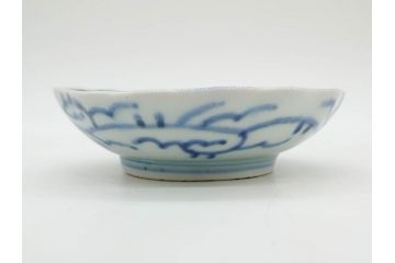 江戸後期　古伊万里　成化年製　微塵唐草文染付　約11cm　3.5寸　繊細な線描きが見事な小皿5枚セット(みじんからくさ、和皿、和食器、三寸五分)(R-078341)