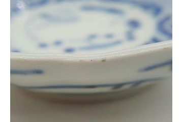 江戸後期　古伊万里　成化年製　微塵唐草文染付　約11cm　3.5寸　繊細な線描きが見事な小皿5枚セット(みじんからくさ、和皿、和食器、三寸五分)(R-078341)