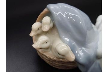 スペイン　リヤドロ　LLADRO　アヒルの家族　4895　高さ50cm　アヒル達の表情が可愛らしいフィギュリン(親子、ファミリー、置物、オブジェ、陶器人形、共箱付き)(R-078342)