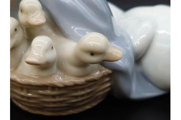スペイン　リヤドロ　LLADRO　アヒルの家族　4895　高さ50cm　アヒル達の表情が可愛らしいフィギュリン(親子、ファミリー、置物、オブジェ、陶器人形、共箱付き)(R-078342)