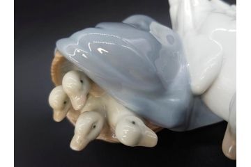 スペイン　リヤドロ　LLADRO　アヒルの家族　4895　高さ50cm　アヒル達の表情が可愛らしいフィギュリン(親子、ファミリー、置物、オブジェ、陶器人形、共箱付き)(R-078342)