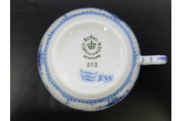 デンマーク　ROYAL COPENHAGEN(ロイヤルコペンハーゲン)　ブルーフルテッド プレイン　繊細な絵付けがエレガントなコーヒーカップ&ソーサー5客セット(洋食器、C&S)(R-078346)