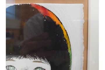 真作　2007年　米倉斉加年　「よし!きめた!!」　F0(0号)　肉筆　サイン入り　水彩画(絵画、少女、子ども、子供、はがき付き(椰子の実)、額装、共箱付き)(R-078348)