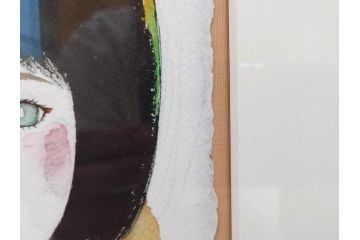 真作　2007年　米倉斉加年　「よし!きめた!!」　F0(0号)　肉筆　サイン入り　水彩画(絵画、少女、子ども、子供、はがき付き(椰子の実)、額装、共箱付き)(R-078348)