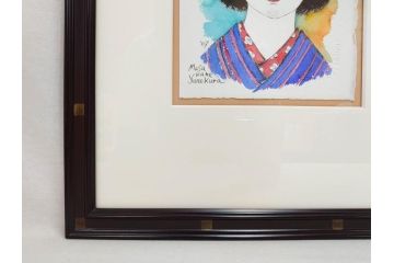 真作　2007年　米倉斉加年　「よし!きめた!!」　F0(0号)　肉筆　サイン入り　水彩画(絵画、少女、子ども、子供、はがき付き(椰子の実)、額装、共箱付き)(R-078348)