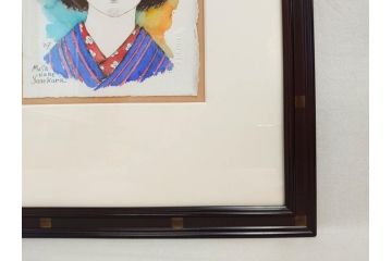 真作　2007年　米倉斉加年　「よし!きめた!!」　F0(0号)　肉筆　サイン入り　水彩画(絵画、少女、子ども、子供、はがき付き(椰子の実)、額装、共箱付き)(R-078348)