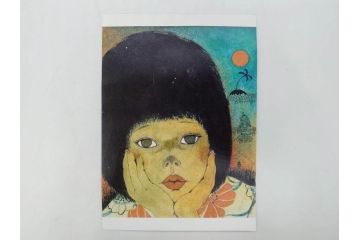 真作　2007年　米倉斉加年　「よし!きめた!!」　F0(0号)　肉筆　サイン入り　水彩画(絵画、少女、子ども、子供、はがき付き(椰子の実)、額装、共箱付き)(R-078348)