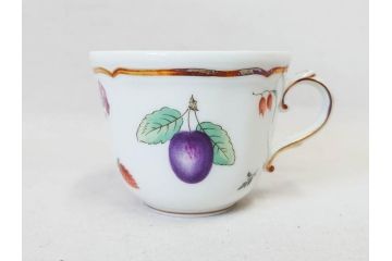 イタリア　Richard Ginori(リチャードジノリ)　イタリアンフルーツ　上品なデザインが美しいコーヒーカップ&ソーサー2客・プレート2枚セット(C&S、金彩、花、果物、陶磁器、洋食器)(R-078349)