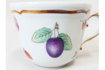 イタリア　Richard Ginori(リチャードジノリ)　イタリアンフルーツ　上品なデザインが美しいコーヒーカップ&ソーサー2客・プレート2枚セット(C&S、金彩、花、果物、陶磁器、洋食器)(R-078349)