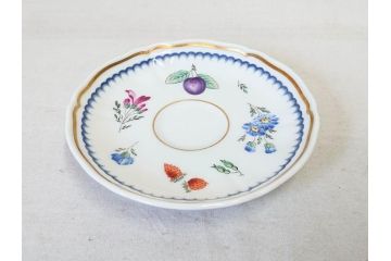 イタリア　Richard Ginori(リチャードジノリ)　イタリアンフルーツ　上品なデザインが美しいコーヒーカップ&ソーサー2客・プレート2枚セット(C&S、金彩、花、果物、陶磁器、洋食器)(R-078349)
