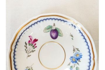イタリア　Richard Ginori(リチャードジノリ)　イタリアンフルーツ　上品なデザインが美しいコーヒーカップ&ソーサー2客・プレート2枚セット(C&S、金彩、花、果物、陶磁器、洋食器)(R-078349)