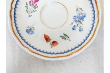 イタリア　Richard Ginori(リチャードジノリ)　イタリアンフルーツ　上品なデザインが美しいコーヒーカップ&ソーサー2客・プレート2枚セット(C&S、金彩、花、果物、陶磁器、洋食器)(R-078349)