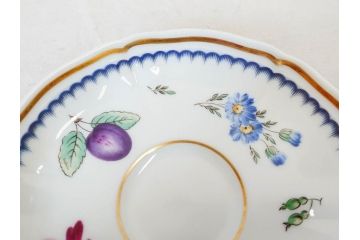 イタリア　Richard Ginori(リチャードジノリ)　イタリアンフルーツ　上品なデザインが美しいコーヒーカップ&ソーサー2客・プレート2枚セット(C&S、金彩、花、果物、陶磁器、洋食器)(R-078349)