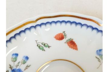 イタリア　Richard Ginori(リチャードジノリ)　イタリアンフルーツ　上品なデザインが美しいコーヒーカップ&ソーサー2客・プレート2枚セット(C&S、金彩、花、果物、陶磁器、洋食器)(R-078349)