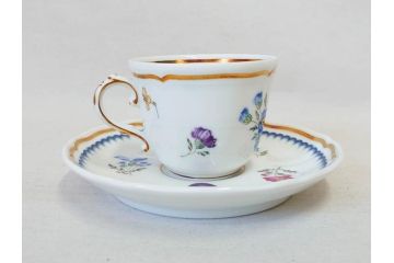 イタリア　Richard Ginori(リチャードジノリ)　イタリアンフルーツ　上品なデザインが美しいコーヒーカップ&ソーサー2客・プレート2枚セット(C&S、金彩、花、果物、陶磁器、洋食器)(R-078349)