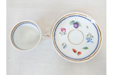 イタリア　Richard Ginori(リチャードジノリ)　イタリアンフルーツ　上品なデザインが美しいコーヒーカップ&ソーサー2客・プレート2枚セット(C&S、金彩、花、果物、陶磁器、洋食器)(R-078349)