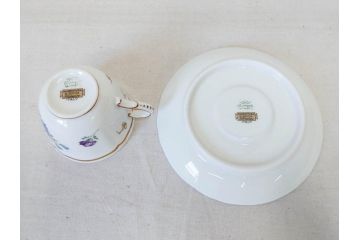 イタリア　Richard Ginori(リチャードジノリ)　イタリアンフルーツ　上品なデザインが美しいコーヒーカップ&ソーサー2客・プレート2枚セット(C&S、金彩、花、果物、陶磁器、洋食器)(R-078349)