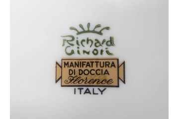 イタリア　Richard Ginori(リチャードジノリ)　イタリアンフルーツ　上品なデザインが美しいコーヒーカップ&ソーサー2客・プレート2枚セット(C&S、金彩、花、果物、陶磁器、洋食器)(R-078349)