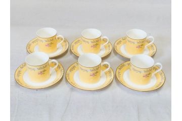 Tiffany&Co.(ティファニー)　Pink Tulip(ピンクチューリップ)　Sybil Connolly　食卓に彩を与えてくれるデミタスカップ&ソーサー6客セット(C&S、Made in Japan、陶器、花柄、説明書付き、洋食器)(R-078350)