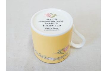 Tiffany&Co.(ティファニー)　Pink Tulip(ピンクチューリップ)　Sybil Connolly　食卓に彩を与えてくれるデミタスカップ&ソーサー6客セット(C&S、Made in Japan、陶器、花柄、説明書付き、洋食器)(R-078350)