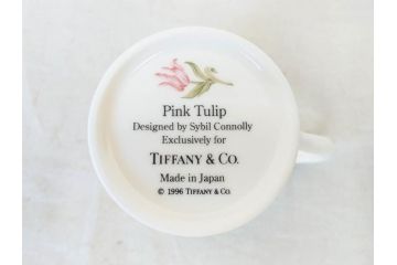 Tiffany&Co.(ティファニー)　Pink Tulip(ピンクチューリップ)　Sybil Connolly　食卓に彩を与えてくれるデミタスカップ&ソーサー6客セット(C&S、Made in Japan、陶器、花柄、説明書付き、洋食器)(R-078350)