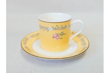 Tiffany&Co.(ティファニー)　Pink Tulip(ピンクチューリップ)　Sybil Connolly　食卓に彩を与えてくれるデミタスカップ&ソーサー6客セット(C&S、Made in Japan、陶器、花柄、説明書付き、洋食器)(R-078350)