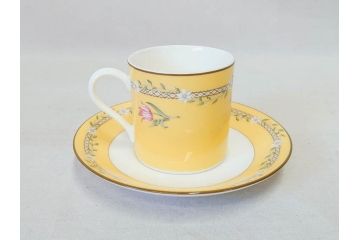 Tiffany&Co.(ティファニー)　Pink Tulip(ピンクチューリップ)　Sybil Connolly　食卓に彩を与えてくれるデミタスカップ&ソーサー6客セット(C&S、Made in Japan、陶器、花柄、説明書付き、洋食器)(R-078350)