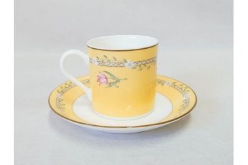 Tiffany&Co.(ティファニー)　Pink Tulip(ピンクチューリップ)　Sybil Connolly　食卓に彩を与えてくれるデミタスカップ&ソーサー6客セット(C&S、Made in Japan、陶器、花柄、説明書付き、洋食器)(R-078350)