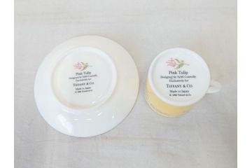 Tiffany&Co.(ティファニー)　Pink Tulip(ピンクチューリップ)　Sybil Connolly　食卓に彩を与えてくれるデミタスカップ&ソーサー6客セット(C&S、Made in Japan、陶器、花柄、説明書付き、洋食器)(R-078350)