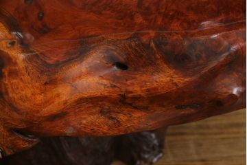 和製ビンテージ　特大!!　極厚天板　花梨(カリン)材　自然な木の質感を楽しめる鳥眼杢が美しい座卓(ローテーブル、リビングテーブル、ヴィンテージ)(R-078359)